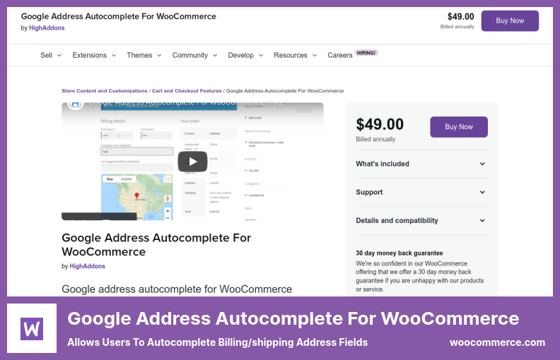 Pelengkapan Otomatis Alamat Google Untuk Plugin WooCommerce - Memungkinkan Pengguna untuk Melengkapi Bidang Alamat Penagihan/pengiriman secara Otomatis