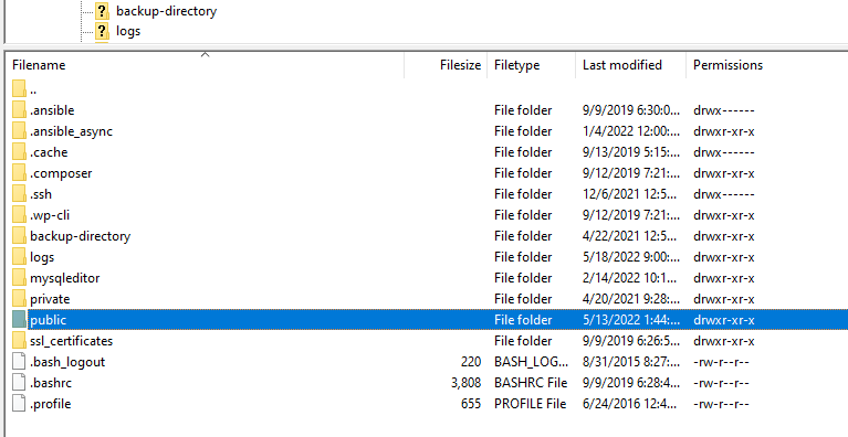 Filezilla 中顯示的根目錄