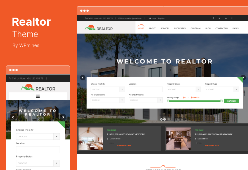 Realtor Theme - Tema de WordPress para bienes raíces receptivo