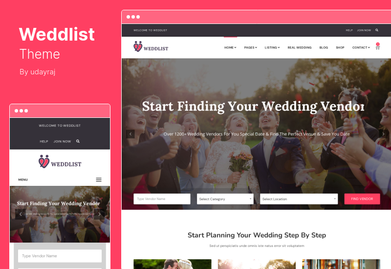 Weddlist-Thema – WordPress-Thema für das Verzeichnis von Hochzeitsanbietern