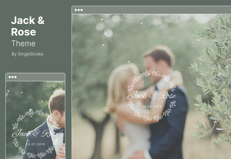 Tema Jack & Rose - Un tema di matrimonio stravagante per WordPress