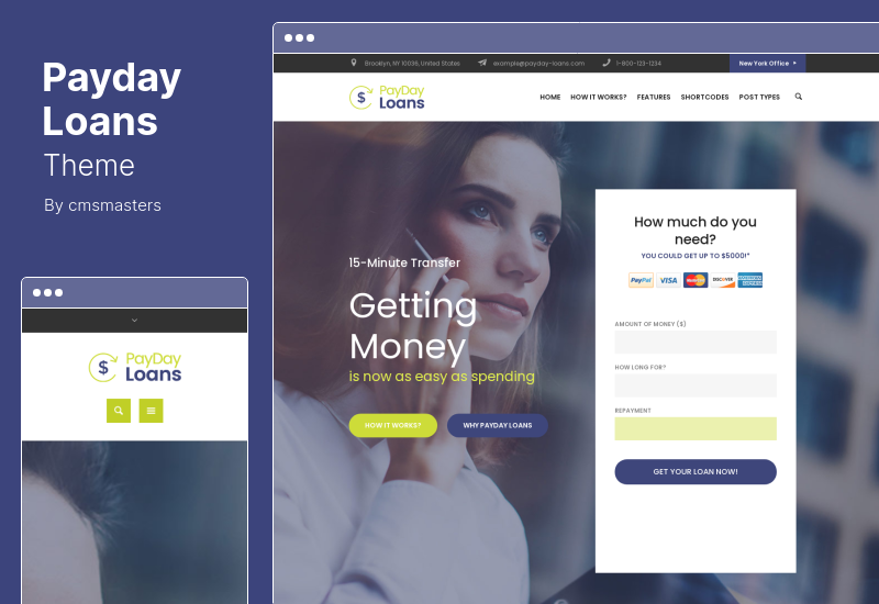 Тема Payday Loans - Тема WordPress для банковского дела, кредитного бизнеса и финансов