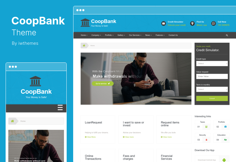 ธีม CoopBank - การเงิน การธนาคาร และเครดิต WordPress Theme