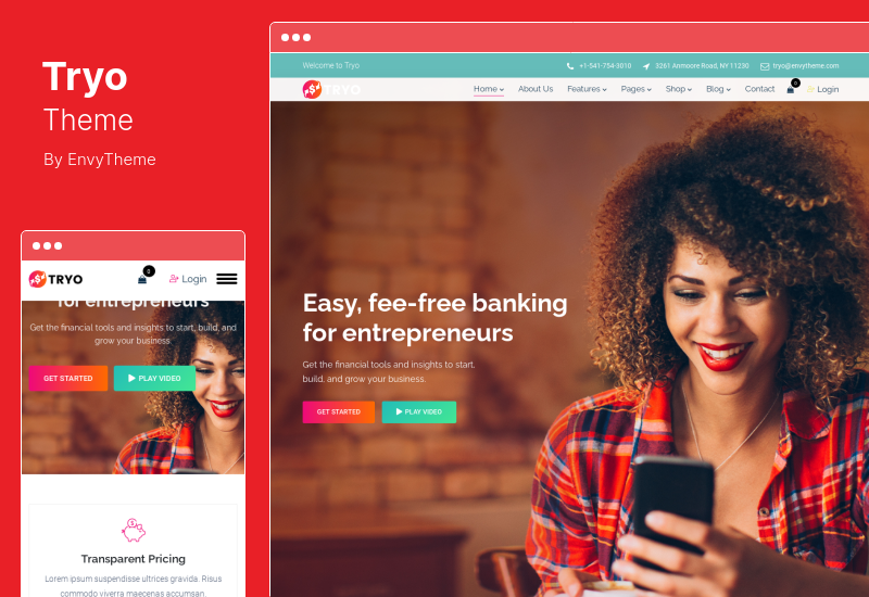 Tryo-Thema - Elementor Online-Banking-Geldtransfer-WordPress-Thema