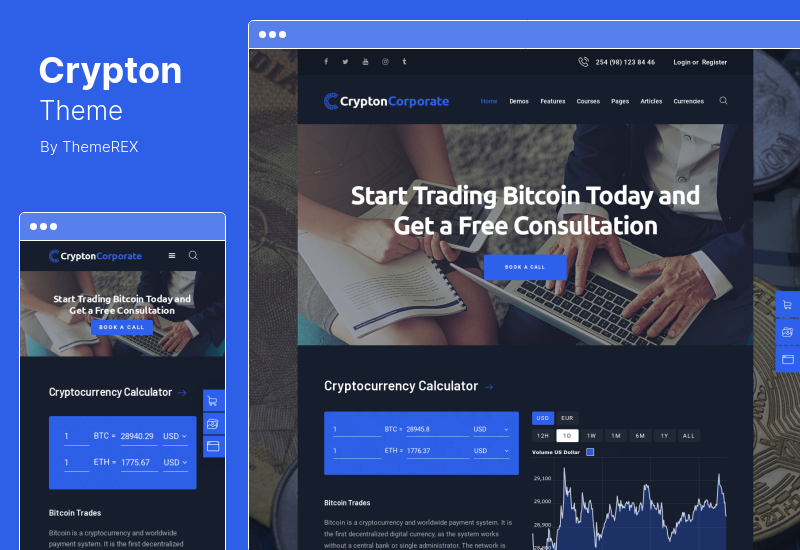 Tema Crypton - Um Tema WordPress de Criptomoeda Multifuncional ICO