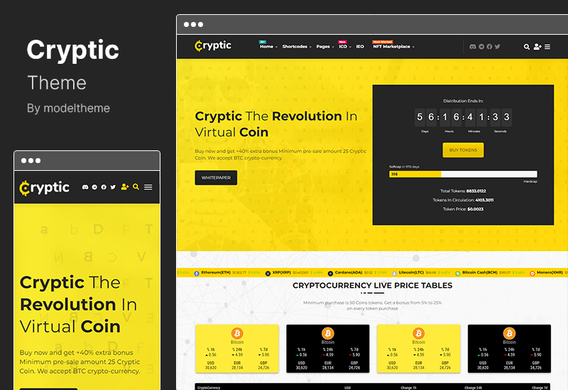 Tema Cryptic - Tema WordPress de criptomoeda