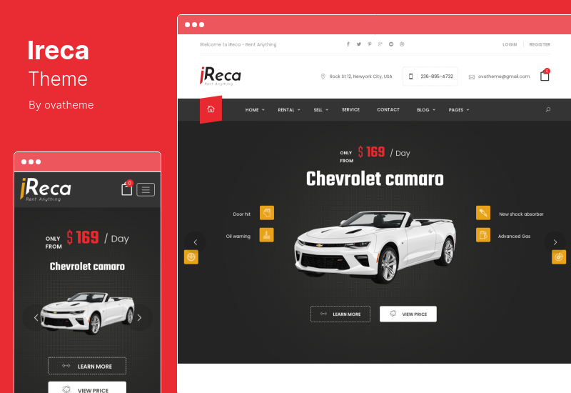 Tema Ireca - Aluguel de carros Barco, bicicleta, veículo, calendário Tema WordPress