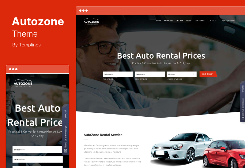 Tema Autozone - Tema WordPress para revendedores de automóveis e aluguel de carros