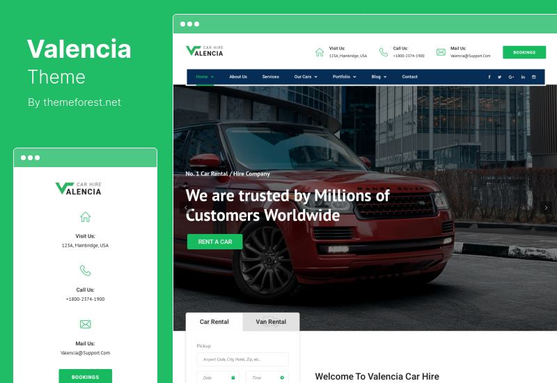 Tema Valencia - Tema WordPress Penyewaan Mobil