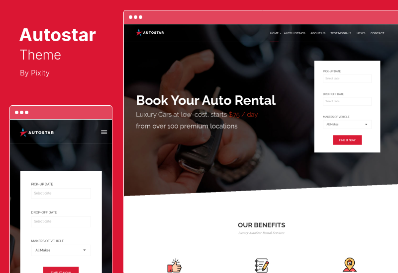 Autostar Theme - тема WordPress для проката автомобилей