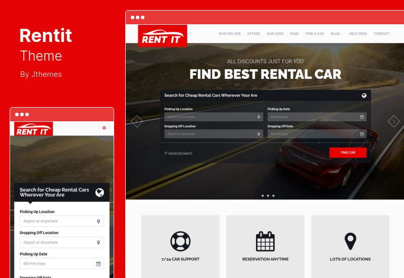 Rentit Theme - Mehrzweckfahrzeug Autovermietung WordPress Theme