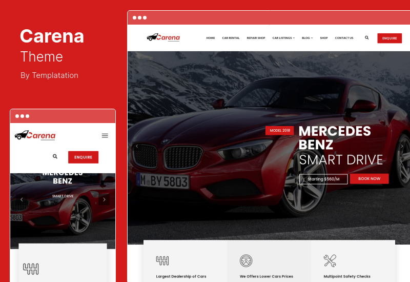 Carena Theme - Închirieri auto dealer și temă automată WordPress