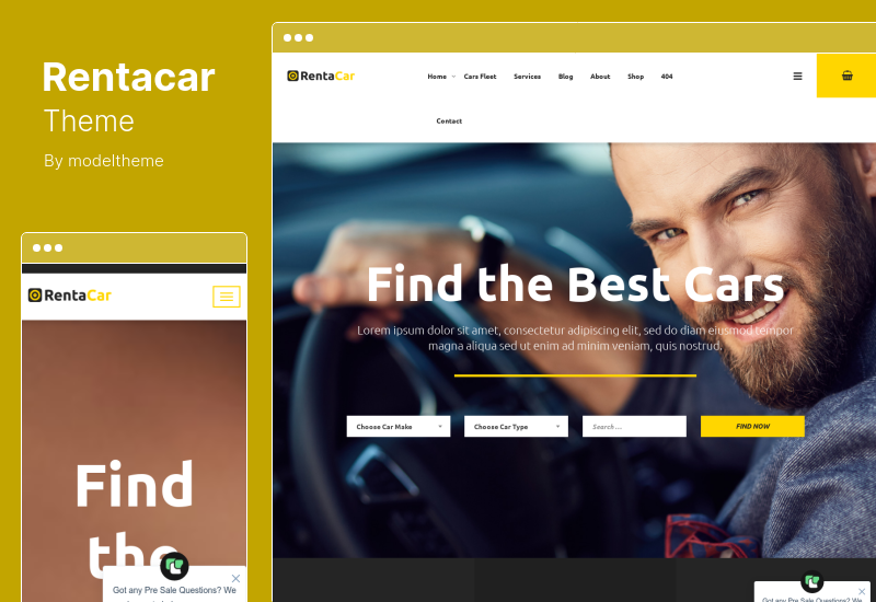 Rentacar Theme - سمة وورد لتأجير السيارات وإدراجها