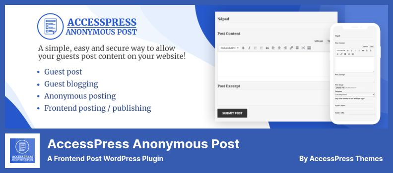 Плагин AccessPress для анонимных постов — внешний плагин WordPress для постов