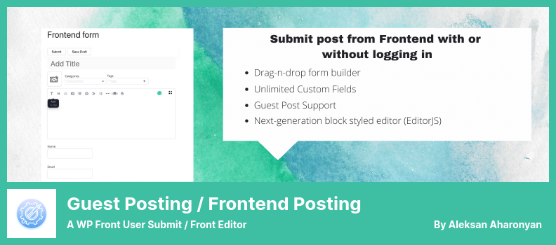 Complemento del editor frontal: un envío de usuario frontal de WP / editor frontal