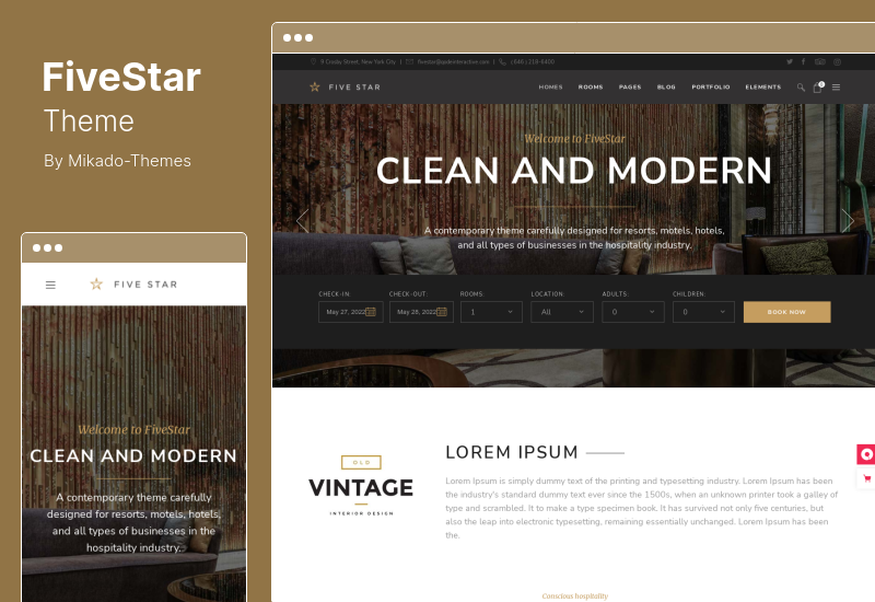 FiveStar Theme - سمة WordPress لحجز الفنادق