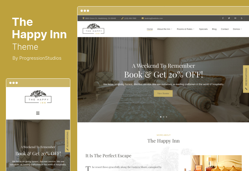 The Happy Inn Teması - Otel, Oda & Kahvaltı WordPress Teması