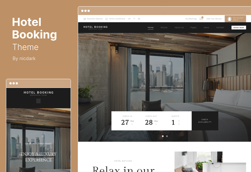 Tema de reserva de hotel - Tema WordPress de reserva de hotel