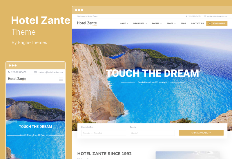 Tema Hotel Zante - Tema WordPress de reserva de hotel