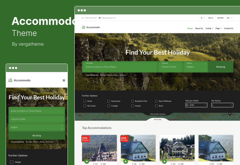 ธีม Accommodo - ธีม WordPress ท่องเที่ยวที่พัก