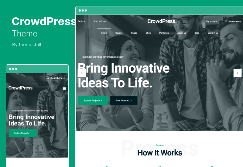 CrowdPress Theme - Tema WordPress Responsif Crowdfunding