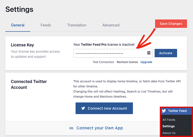twitter feed pro license key