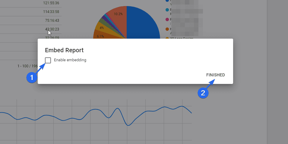 Desmarque Habilitar incrustación y haga clic en Finalizado