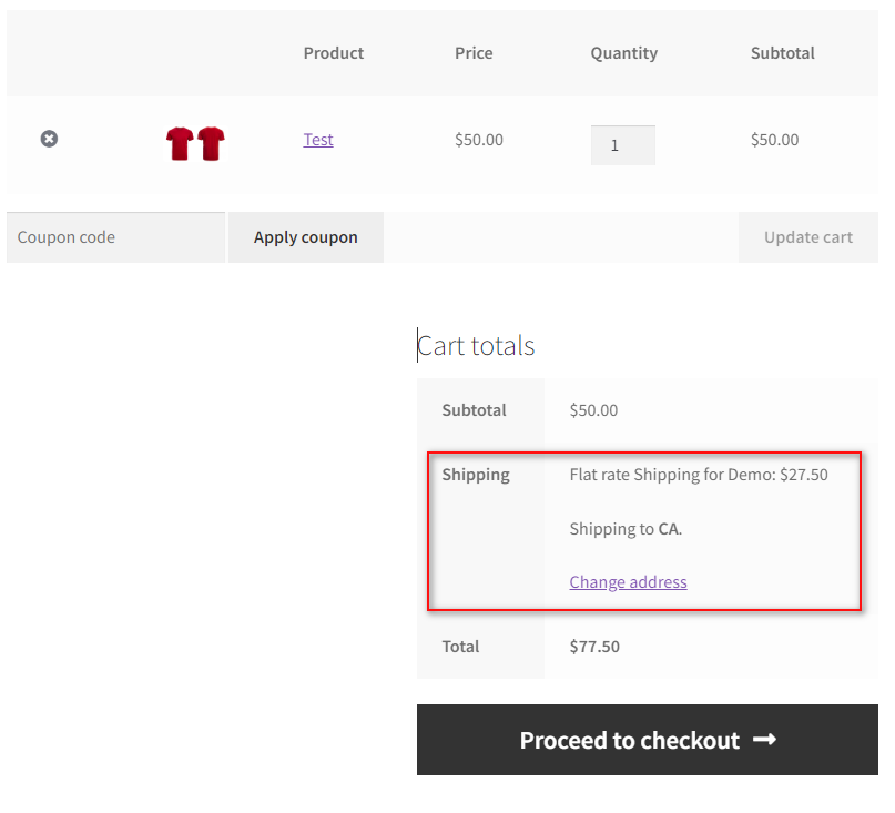 visualização baseada em porcentagem adicionar frete de taxa fixa do woocommerce