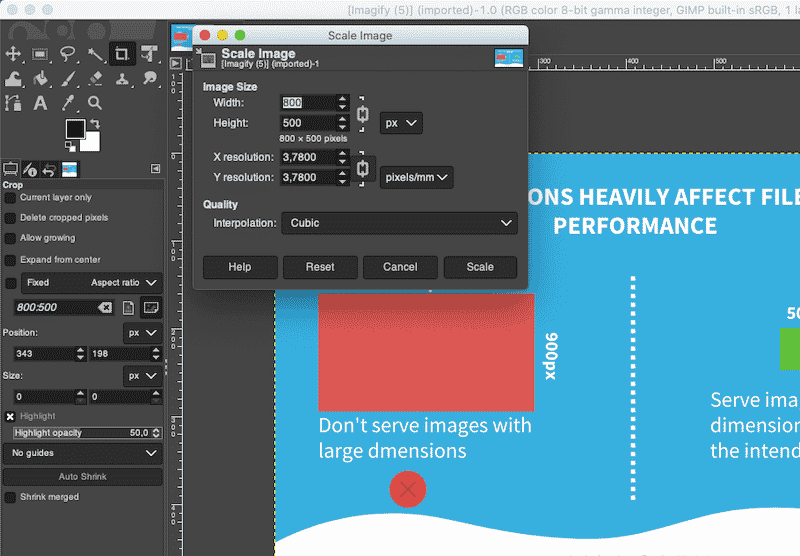 Redimensionnement des images - Source : GIMP