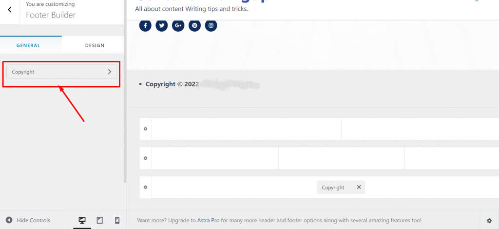 Changing Copyright text in Astra theme