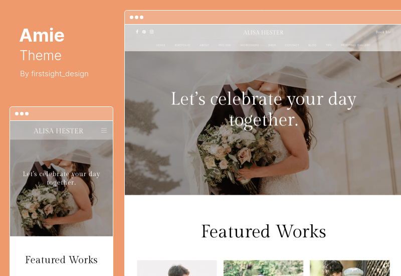 Tema Amie - Tema WordPress per la fotografia di matrimonio