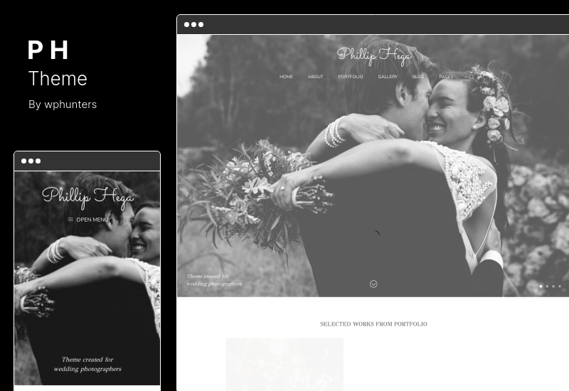 Tema PH - Tema de WordPress para portafolio de fotografía de bodas