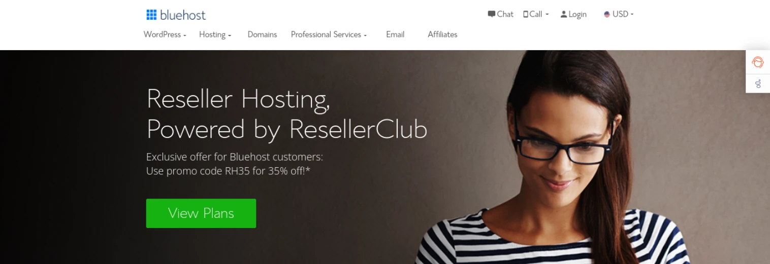 موقع ويب Bluehost ResellerClub.