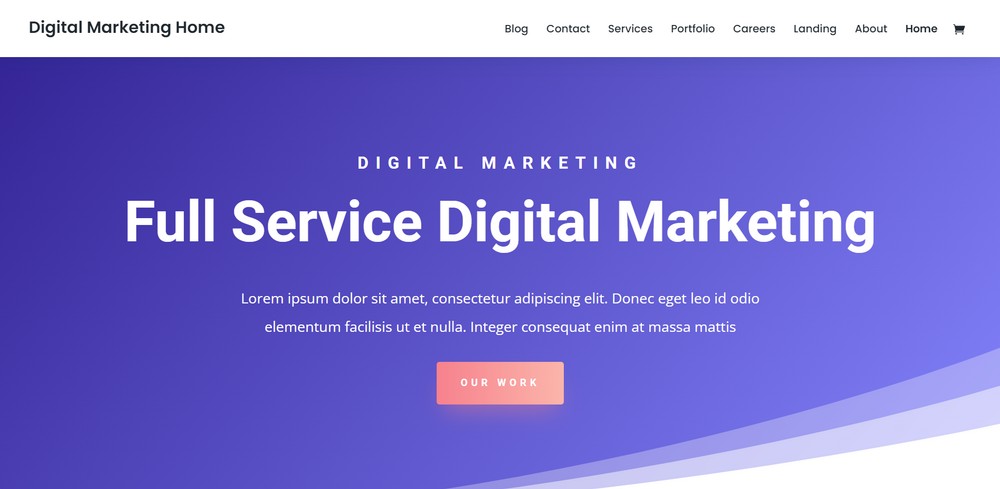 Demo strony internetowej agencji marketingowej Divi