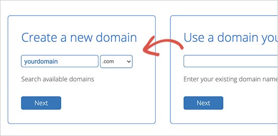 Wybierz nazwę domeny na Bluehost