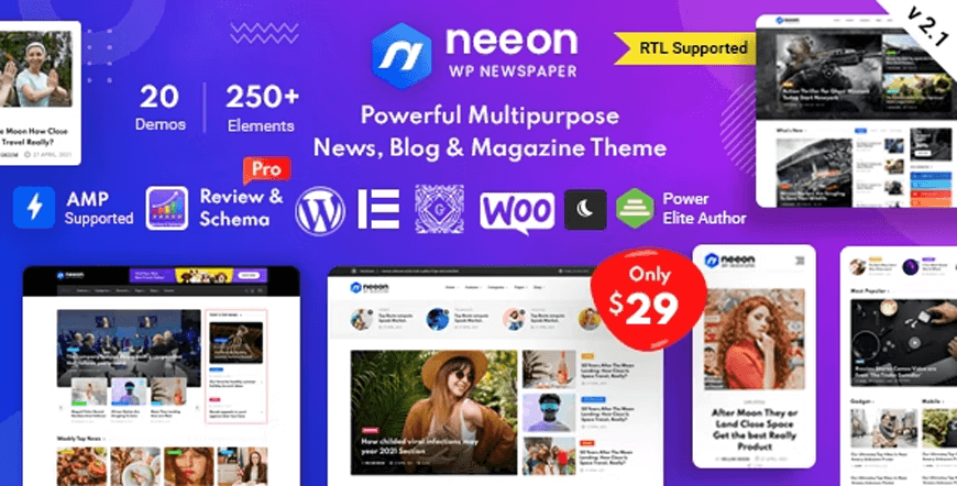 Neeon - thème WordPress pour blog technologique