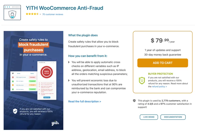 Plugin anti-fraude YITH WooCommerce