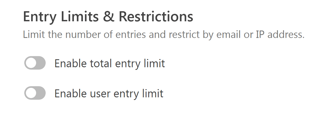 Límites y restricciones de entrada de formularios de WPForms