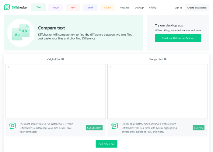 Outil de comparaison de texte Diffchecker