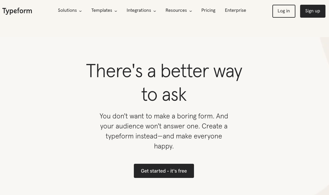 Typeform homepage