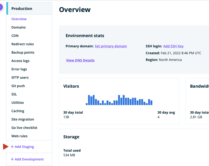 Site de mise en scène WordPress WPEngine