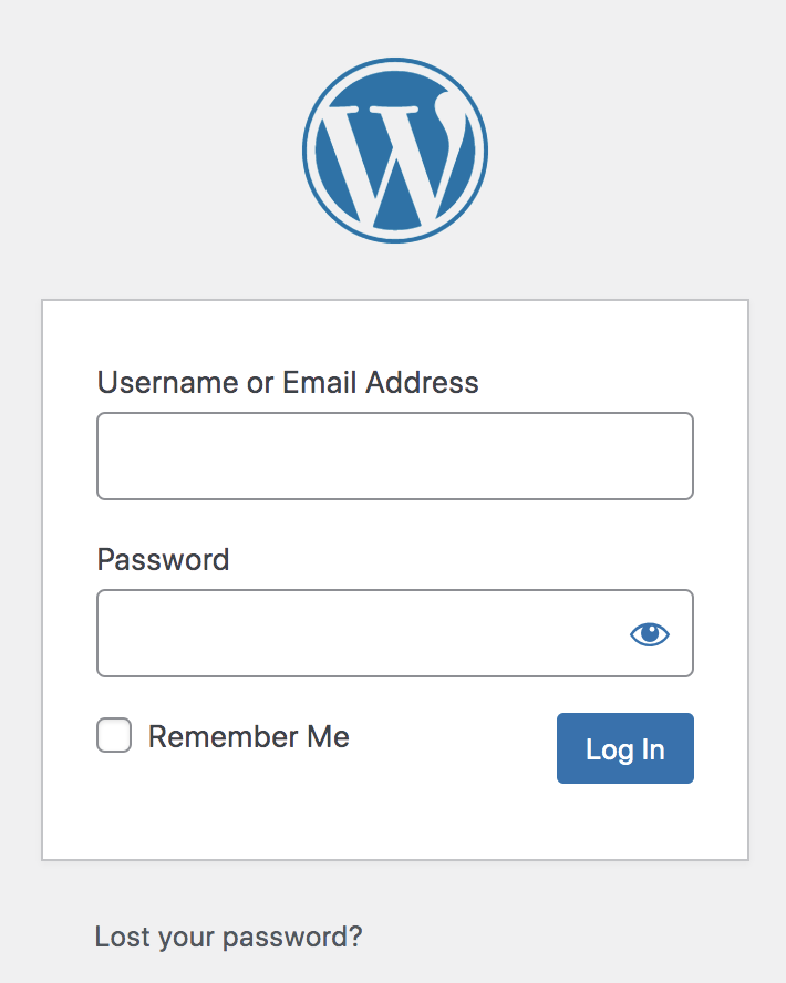 默认 WordPress 登录页面