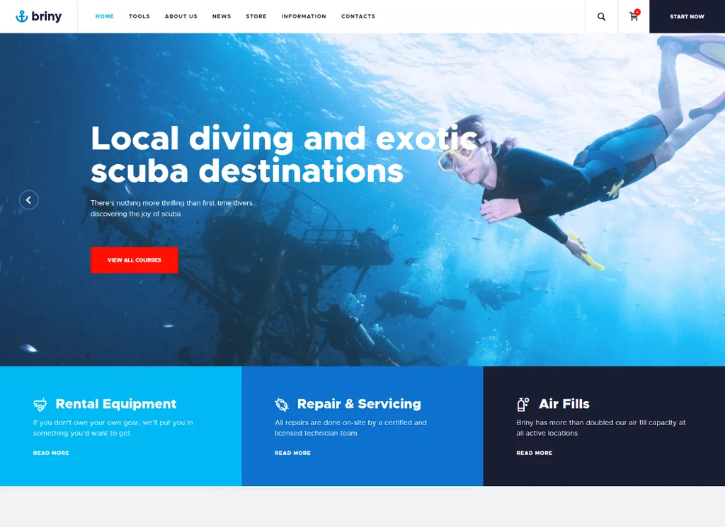 salobre | Tema de WordPress para escuela de buceo y deportes acuáticos + RTL