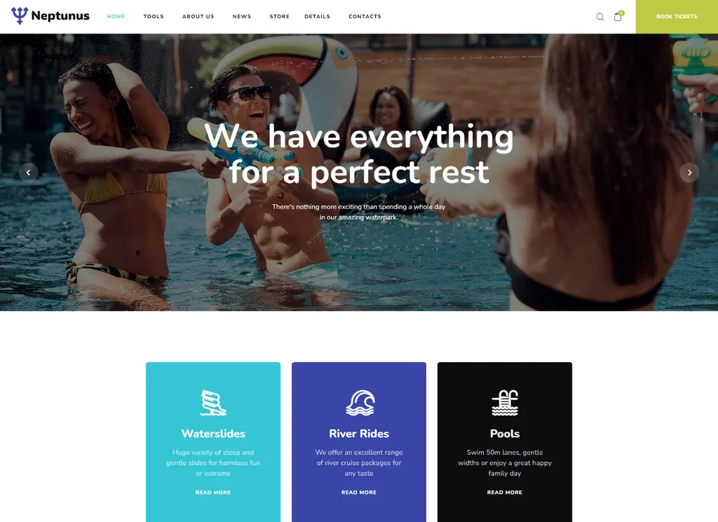 Neptuno | Tema de WordPress para parques acuáticos y de atracciones