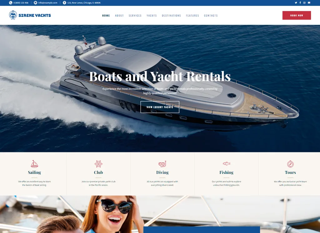 Sirena | Tema de WordPress para servicios de alquiler de yates y alquiler de barcos