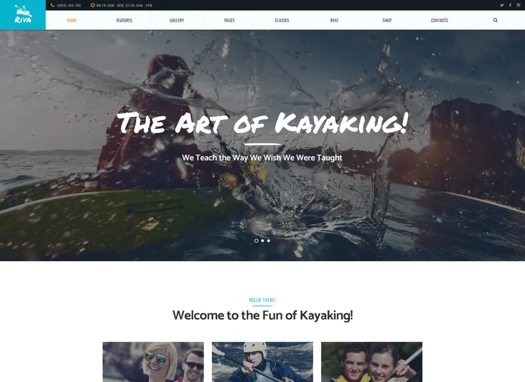 Kayak / Remo / Deportes acuáticos y al aire libre Tema de WordPress