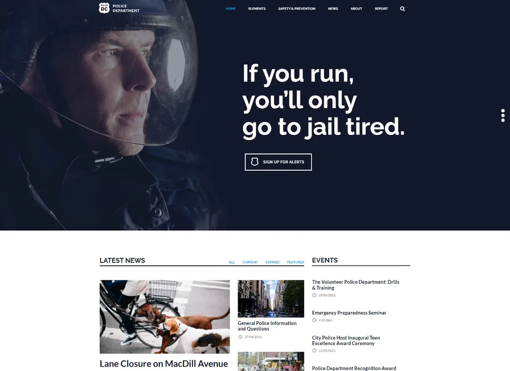 Thème WordPress pour la police, les pompiers et les entreprises de sécurité