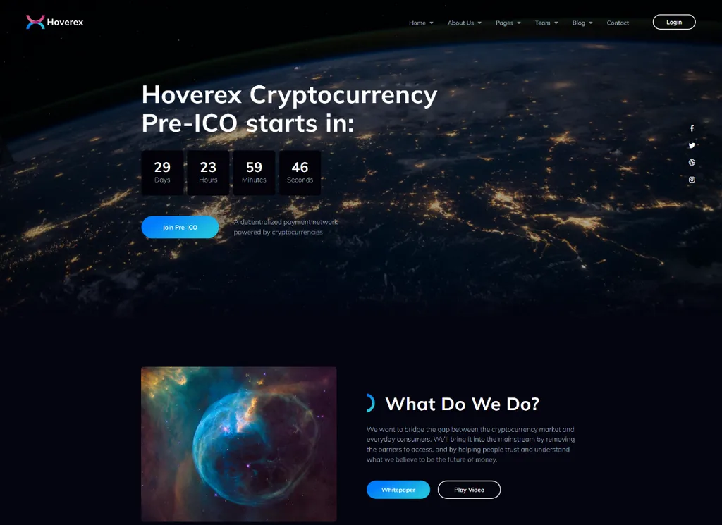 Hoverex | Cryptocurrency, NFT & ICO WordPress Theme + Spanyol