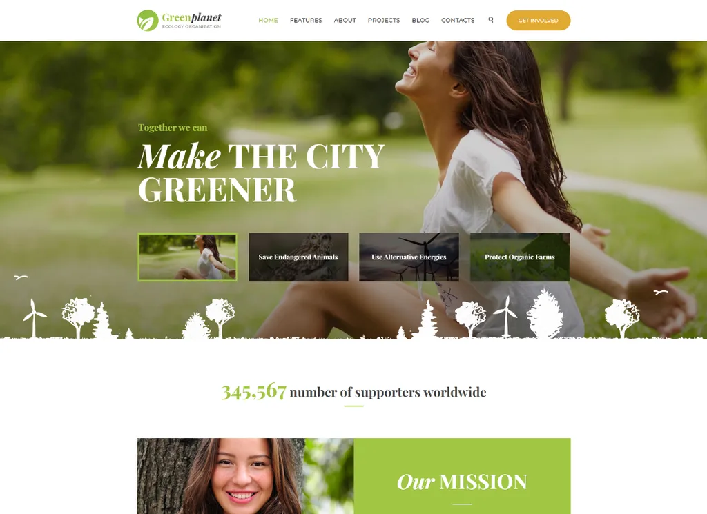 Green Planet - ธีม WordPress องค์กรไม่แสวงหาผลกำไรด้านสิ่งแวดล้อม