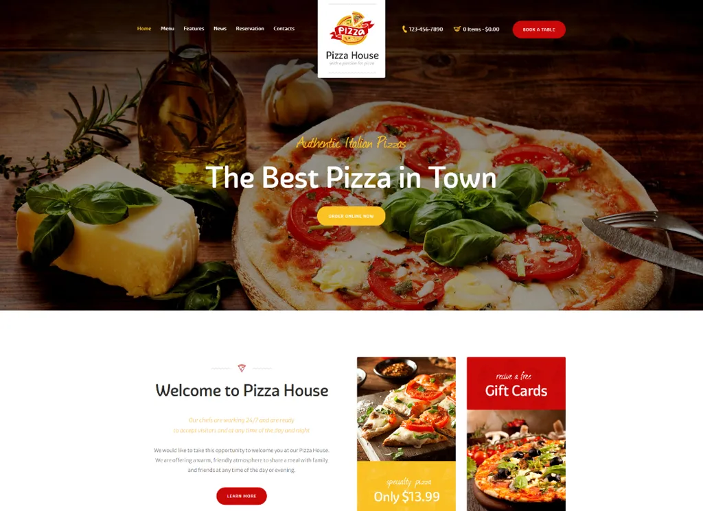 Pizza House - Thème WordPress pour restaurant / café / bistrot